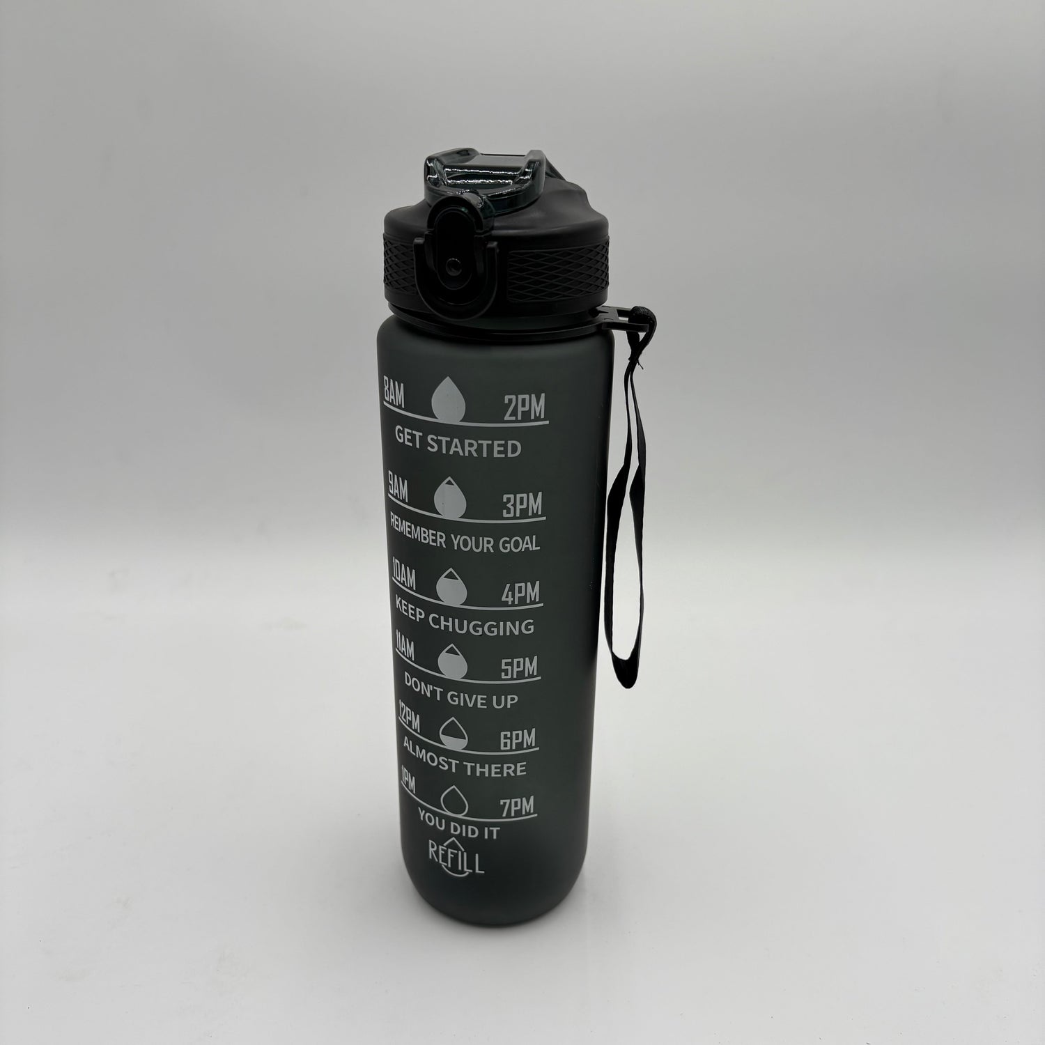 Time Marker Water Bottle – 1 Litre Flip Straw & Lock Lid