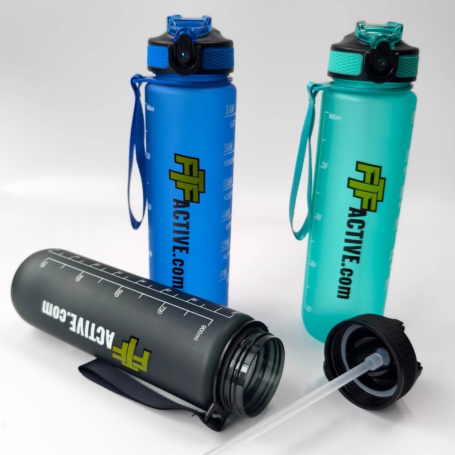 Time Marker Water Bottle – 1 Litre Flip Straw & Lock Lid